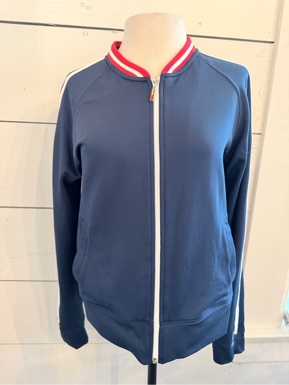 Tommy Hilfiger Jeans Women’s Track Jacket Navy Red White Full Zip Size Large